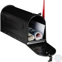 RELAXDAYS US Mailbox, Vintage, Fahne rot, originelle Zeitungsbox, Zeitungsrolle, Post box, Stahl, Zeitungsfach, schwarz