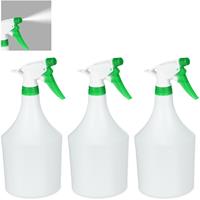 RELAXDAYS 3 x Sprühflasche Pflanzen, einstellbare Düse, 1 Liter Handsprüher, mit Skala, Kunststoff, Blumensprüher, weiß-grün