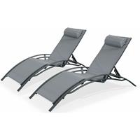ALICE'S GARDEN Duo aus Sonnenliegen aus Aluminium - Louisa Anthrazit - Liegestühle aus Aluminium und Textilene
