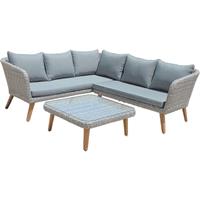 HARMS Lounge-Set Grau Sitz Tisch Gruppe Garten Veranda Terrasse Rattan-Optik