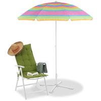 RELAXDAYS Strandschirm gestreift, höhenverstellbarer Sonnenschirm, Gartenschirm mit 50+ UV-Schutz, HD 210 x 170 cm, bunt