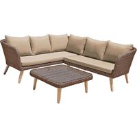 HARMS Lounge-Set Garten Sofa Eck Couch Alu anisbraun AkazieTerrasse Balkon Geflecht