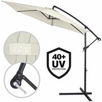DEUBA Sonnenschirm Ampelschirm Alu Ø300cm UV-Schutz 40+ Marktschirm Kurbelsonnenschirm wasserabweisend creme