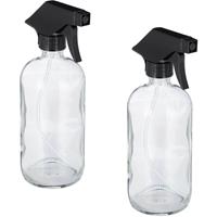 RELAXDAYS Sprühflasche Glas, Set, 2x 500ml, nachfüllbar, Nebel u. Strahl, Haarpflege, Reinigung, Zerstäuber, transparent