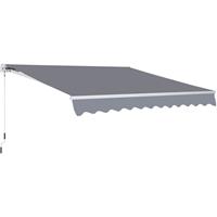 Outsunny Markise Alu-Gelenkarmmarkise Sonnenschutz mit Handkurbel 3,5x2,5m Grau - grau - 
