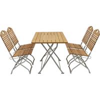 DEGAMO Kurgarten - Garnitur BAD TÖLZ 5-teilig (4x Stuhl, 1x Tisch 70x110cm eckig, Flachstahl verzinkt + Robinie, klappbar