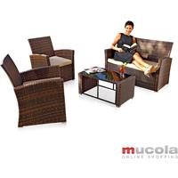 MUCOLA 4-Tlg Rattansofa Set Sitzgarnitur Gartenmöbel Polyrattan Sofa Möbel Lounge M01
