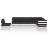 vidaXL 7-delige Loungeset met kussens massief grenenhout wit