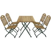 DEGAMO Kurgarten - Garnitur BAD TÖLZ 5-teilig (4x Stuhl, 1x Tisch 70x110cm eckig), Flachstahl grün + Robinie, klappbar