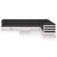 vidaXL 9-delige Loungeset met kussens massief grenenhout wit