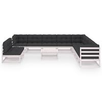 vidaXL 12-delige Loungeset met kussens massief grenenhout wit