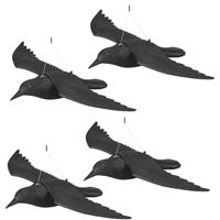RELAXDAYS 4er Set Taubenschreck Krähe, Dekofigur als Vogelscheuche, fliegender Rabe für Taubenabwehr, Gartenfigur Vogel, schwarz