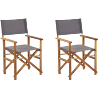 Beliani - Zwei stylische Regiestühle aus hellem Akazienholz mit grauen Auflagen Cine - Grau