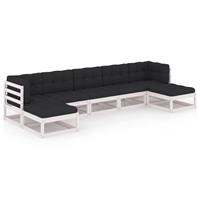 VidaXL 7-delige Loungeset met kussens massief grenenhout wit