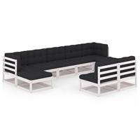 VidaXL 9-delige Loungeset met kussens massief grenenhout wit