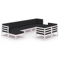 VidaXL 9-delige Loungeset met kussens massief grenenhout wit