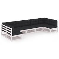 VidaXL 7-delige Loungeset met kussens massief grenenhout wit