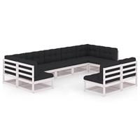 VidaXL 9-delige Loungeset met kussens massief grenenhout wit