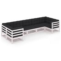 VidaXL 7-delige Loungeset met kussens massief grenenhout wit