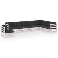 VidaXL 8-delige Loungeset met kussens massief grenenhout wit