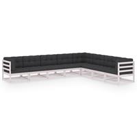 VidaXL 8-delige Loungeset met kussens massief grenenhout wit