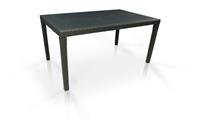 DMORA Ausziehbarer Tisch aus geflochtenem Harz mit Rattan-Effekt, Farbe Anthrazit, geschlossen: cm150 (ausziehbar bis 220) x 90 x h72 - 