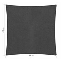 Shadow Comfort Compleet pakket:  vierkant 2x2m Carbon Black met RVS Bevestigingsset en buitendoek reiniger