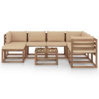 8-delige Loungeset Met Beige Kussens