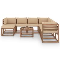 9-delige Loungeset Met Beige Kussens