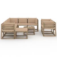 10-delige Loungeset Met Beige Kussens