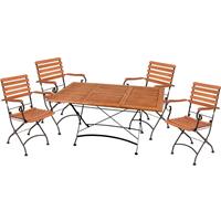 HARMS 4 teilig Tisch Sitz Gruppe Eukalyptus Stühle Garten Armlehnen Balkon Lounge Hof