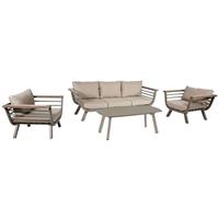 HARMS 4 teilig Lounge-Gruppe Alu 3-Sitzer Sofa Sessel Tisch Garten Terrasse Polyester