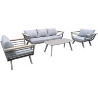 HARMS 4 teilig Lounge-Gruppe Alu 3-Sitzer Sofa Sessel Tisch Garten Terrasse Polyester
