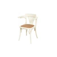BISCOTTINI Sessel Thonet Stuhl mit Armlehnen aus massiver Esche mit antikweißer Oberfläche und Rattansitz