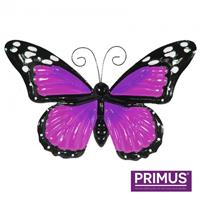 Primus Grote metalen vlinder paars met klappende vleugels