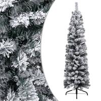 VidaXL Kunstkerstboom met sneeuwvlokken smal 150 cm PVC groen