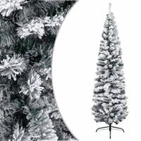 VidaXL Kunstkerstboom met sneeuwvlokken smal 240 cm PVC groen