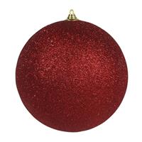 Bellatio 1x Rode Grote Glitter Kerstballen 18 Cm - Hangdecoratie / Boomversiering Glitter Kerstballen
