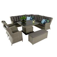 Vdg Sandigo Lounge Dining Set Met Bijzetbank + 2x Dining Tuinstoel