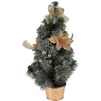 4Goodz Besneeuwde Mini Kerstboom Met Decoratie 50 Cm Hoog - Goud