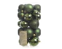 KSD Kerstbal plastic glans-mat-glitter assorted Dennen groen 