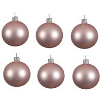 Decoris 12x Lichtroze Glazen Kerstballen 8 Cm at/matte - Kerstboomversiering Lichtroze