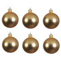 Decoris 12x Gouden Glazen Kerstballen 8 Cm at/matte - Kerstboomversiering Goud