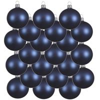 Decoris 18x Donkerblauwe Glazen Kerstballen 8 Cm at/matte - Kerstboomversiering Donkerblauw