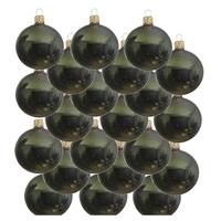 18x Donkergroene Glazen Kerstballen 8 Cm - Glans/glanzende - Kerstboomversiering Donkergroen