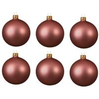 18x Oud Roze Glazen Kerstballen 8 Cm at/matte - Kerstboomversiering Oud Roze