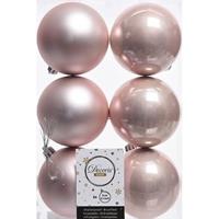 Decoris 6x Licht Roze Kunststof Kerstballen 8 Cm at/glans - Onbreekbare Plastic Kerstballen - Kerstboomversiering Licht Roze
