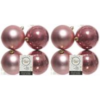 8x Oud Roze Kunststof Kerstballen 10 Cm at/glans - Onbreekbare Plastic Kerstballen - Kerstboomversiering Oud Roze