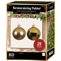 Bellatio 24 Stuks Mix Glazen Kerstballen Pakket Goud 6 En 8 Cm - Kerstballen Pakket