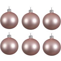 Decoris 6x Lichtroze Glazen Kerstballen 6 Cm at/matte - Kerstboomversiering Lichtroze